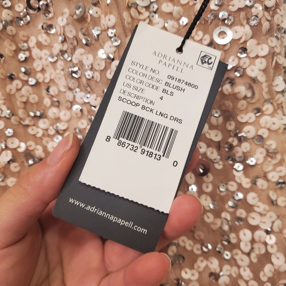 Brand New - Adrianna Papell Scoop Back Sequin Gown - Picture 5 of 6